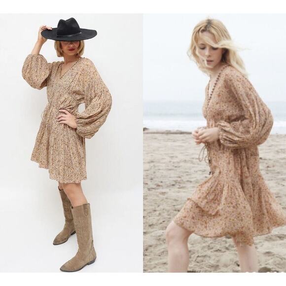 Doen Floral Mini Dress in Brown - Picture 3 of 12